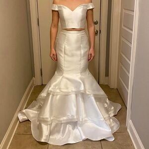 White Two-piece Gown: Jovani size 0